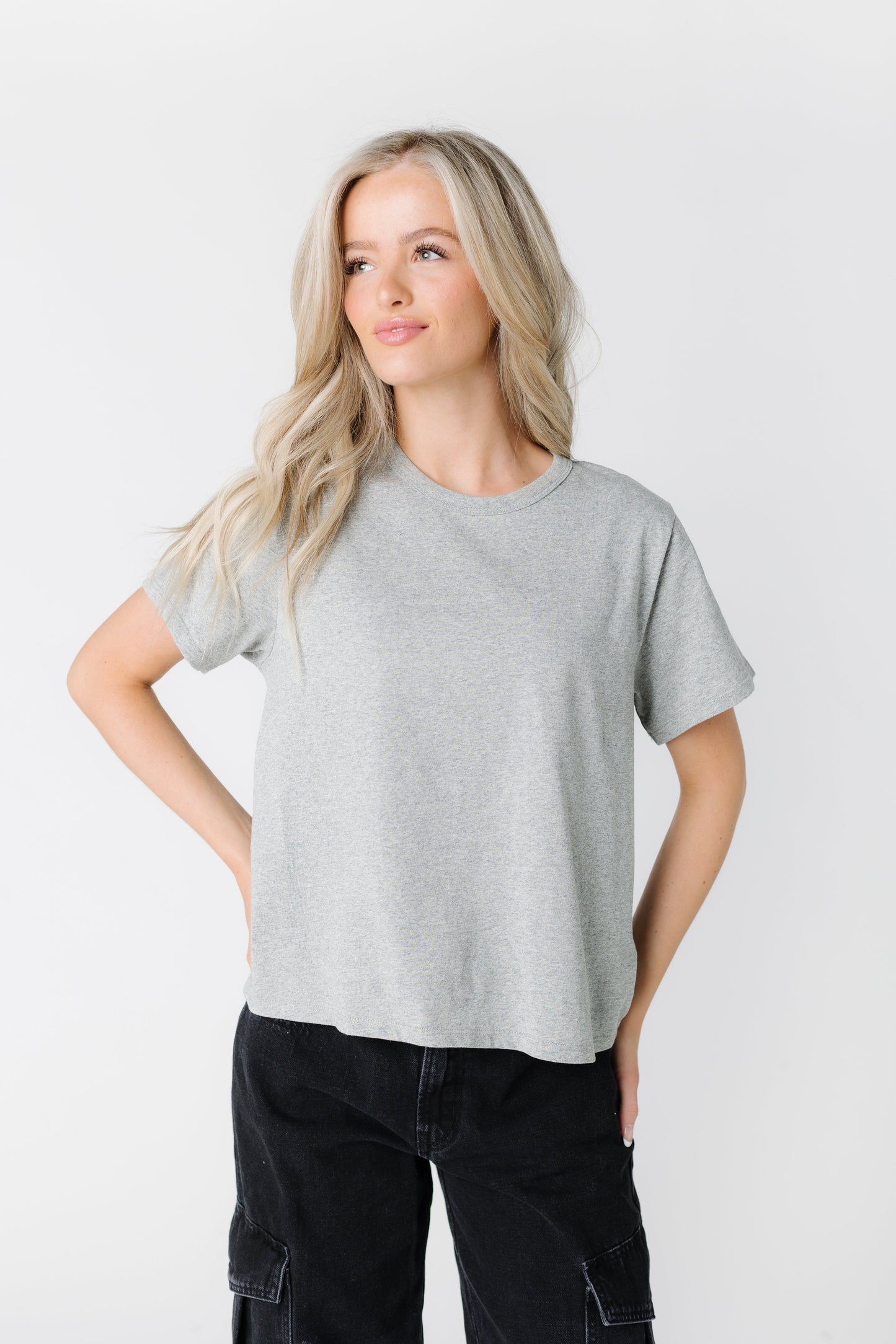 Anywhere Periwinkle Tee - Heather Grey WOMEN'S T-SHIRT Things Between