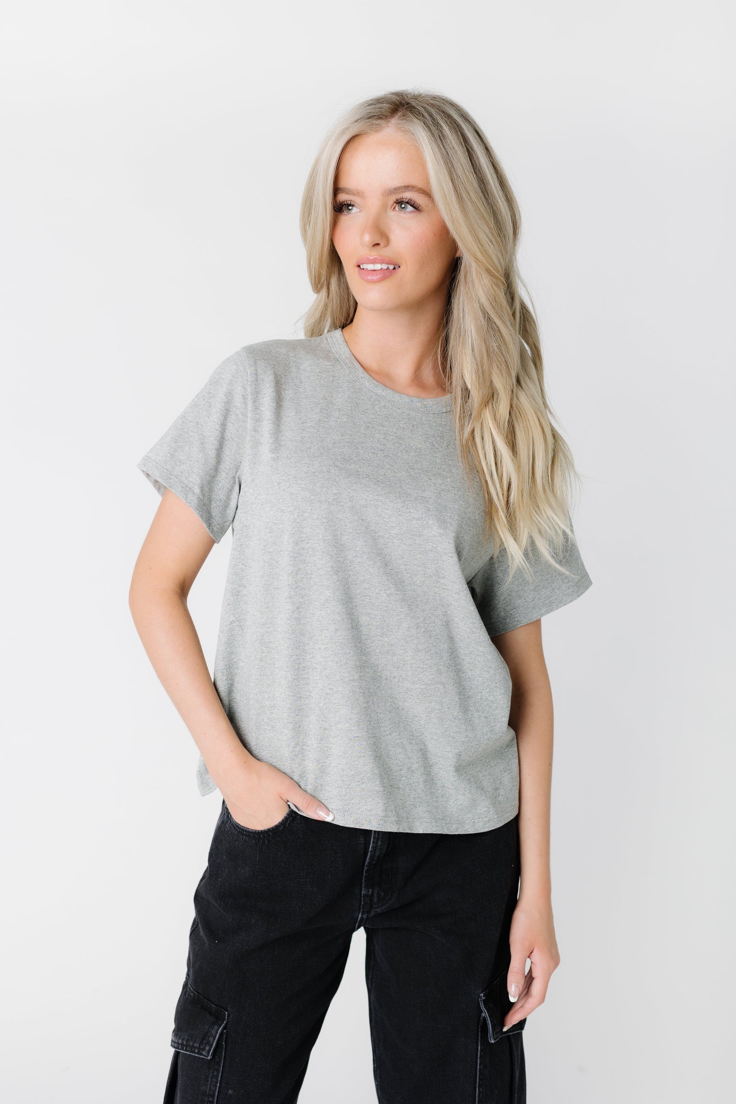 Anywhere Periwinkle Tee - Heather Grey WOMEN'S T-SHIRT Things Between