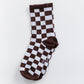 Cove Checker Retro Socks WOMEN'S SOCKS Cove Accessories Brown/White OS 