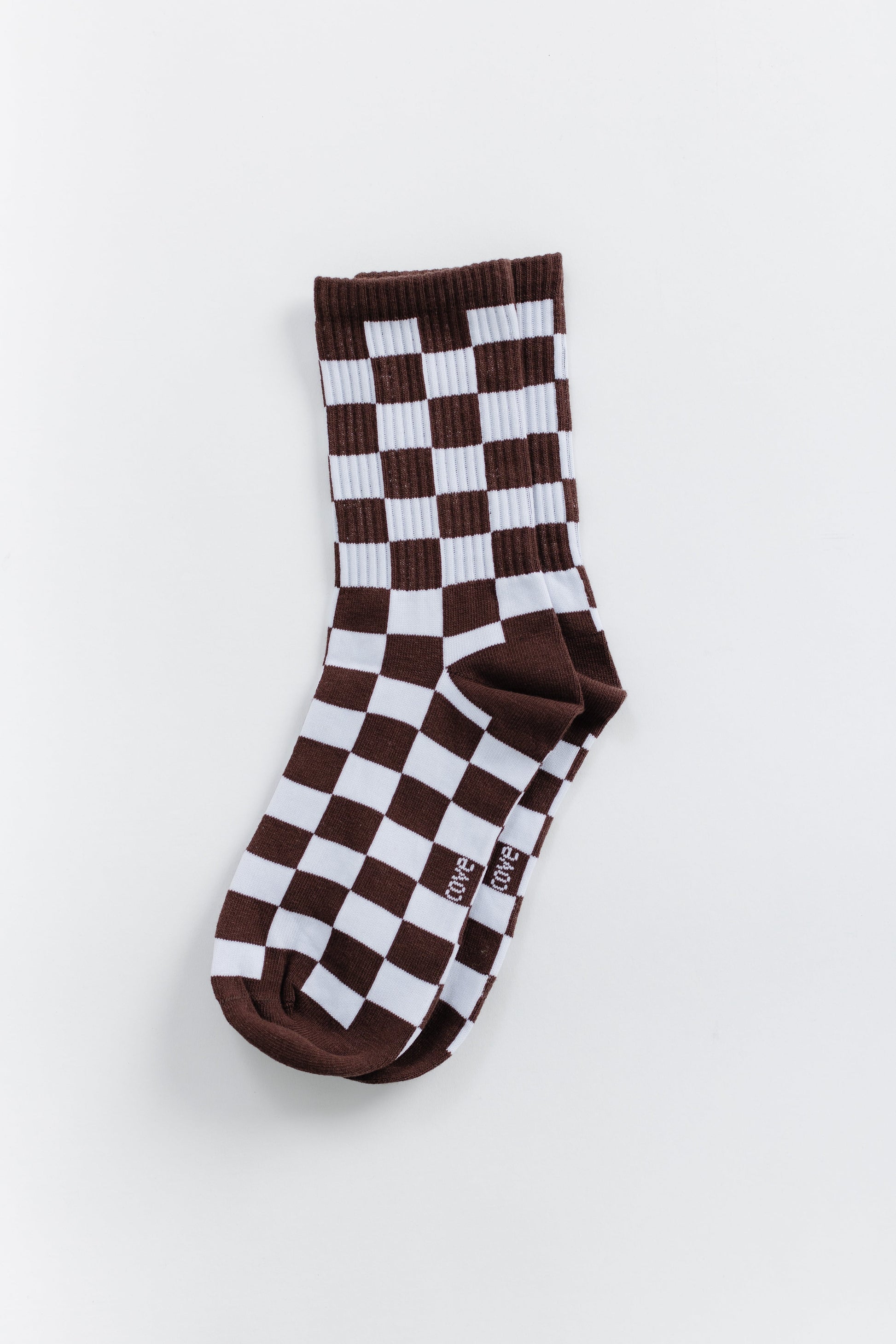 Cove Checker Retro Socks WOMEN'S SOCKS Cove Accessories Brown/White OS 