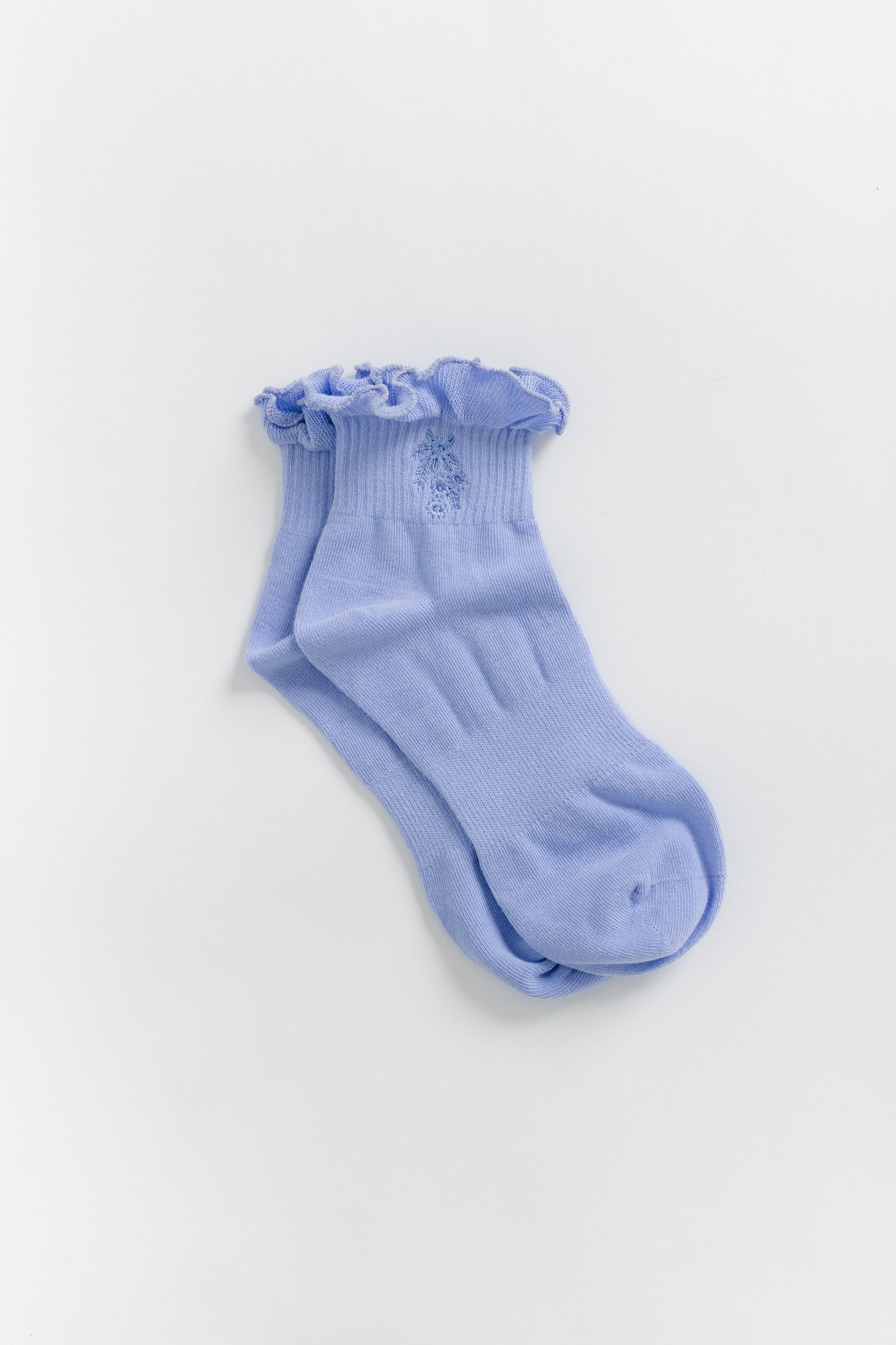 Cove Embroidered Ruffle Quarter WOMEN'S SOCKS Cove Accessories Periwinkle OS 