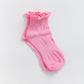 Cove Embroidered Ruffle Quarter WOMEN'S SOCKS Cove Accessories Bright Pink OS 