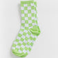 Cove Checker Retro Socks WOMEN'S SOCKS Cove Accessories Lime Green/White OS 