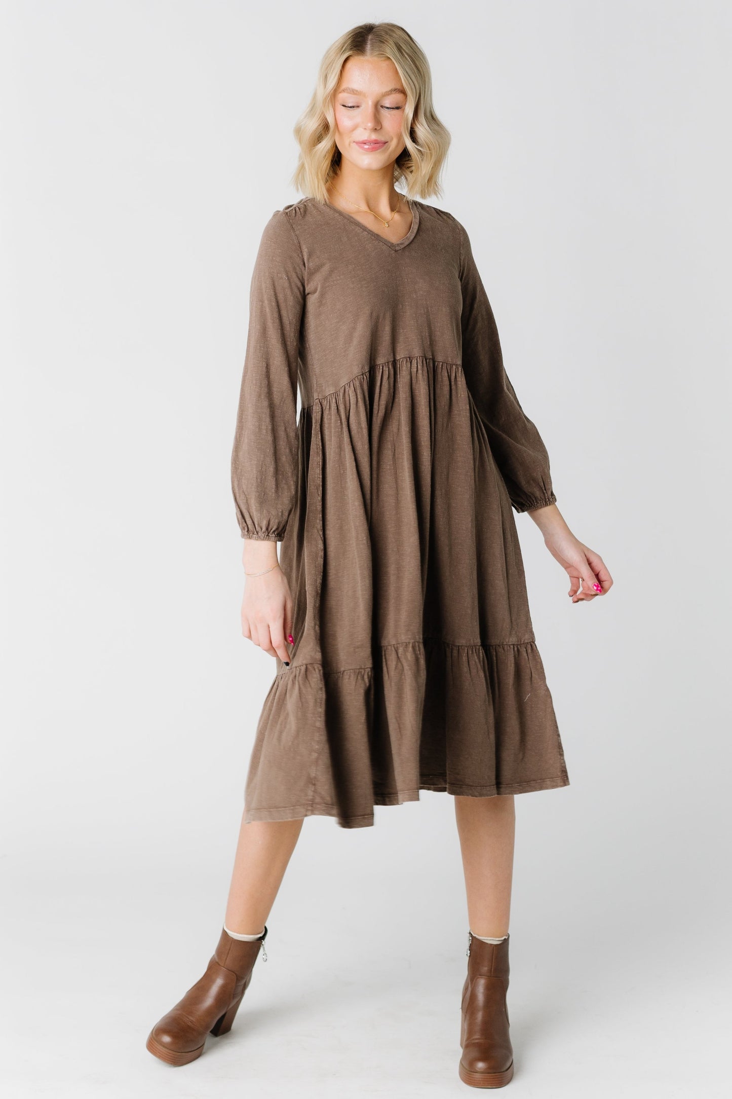 Citrus Acid Wash L/S Midi Dress WOMEN'S DRESS Citrus