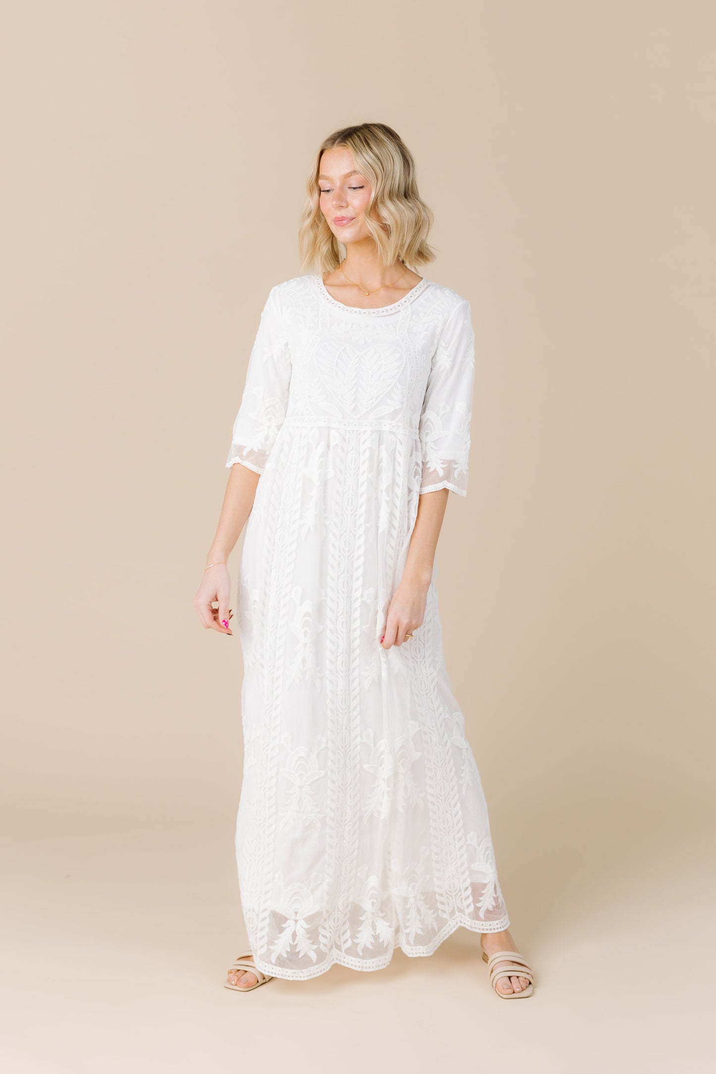 Dressy White Lace Maxi WOMEN'S DRESS Tea N Rose