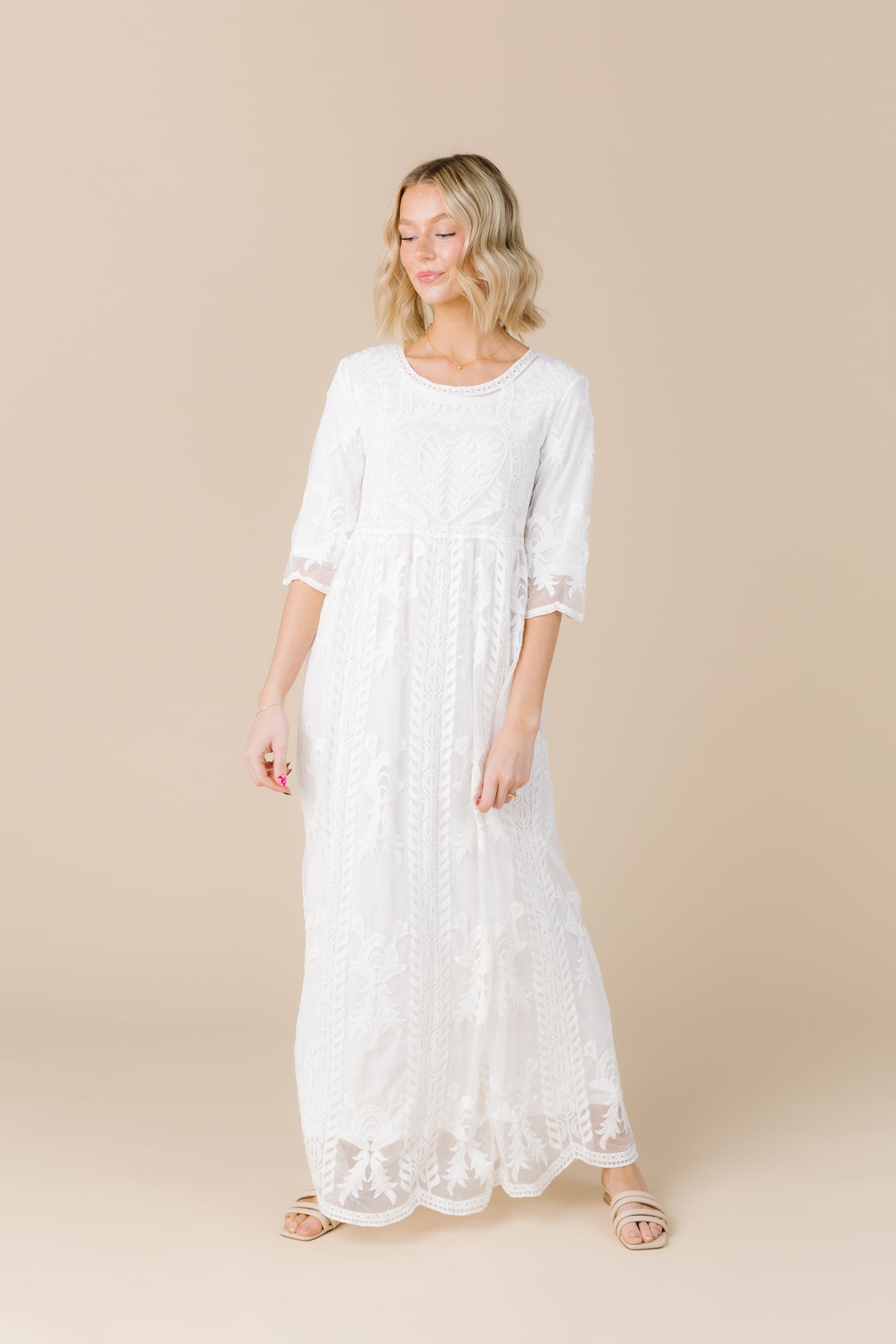 Dressy White Lace Maxi WOMEN'S DRESS Tea N Rose 