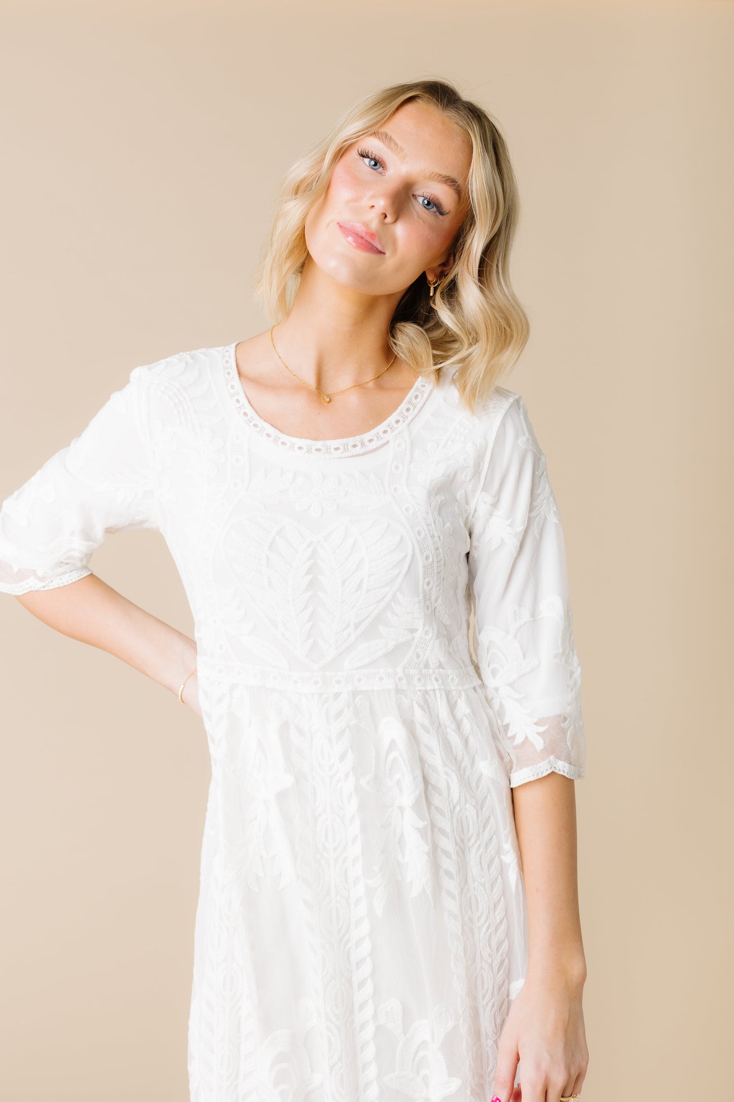 Dressy White Lace Maxi WOMEN'S DRESS Tea N Rose