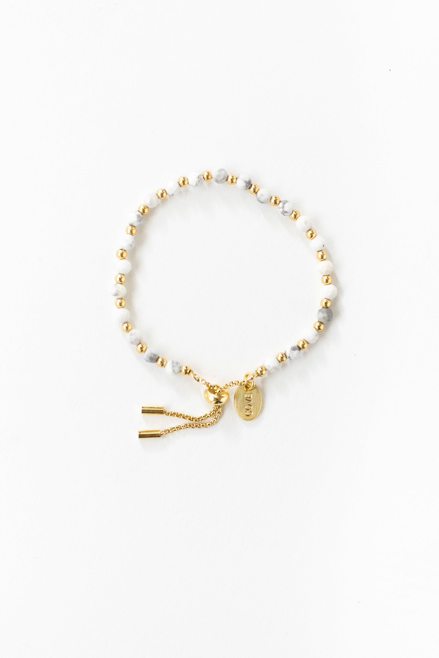 Marble white and gold bead bracelet with matching mom and child sizes