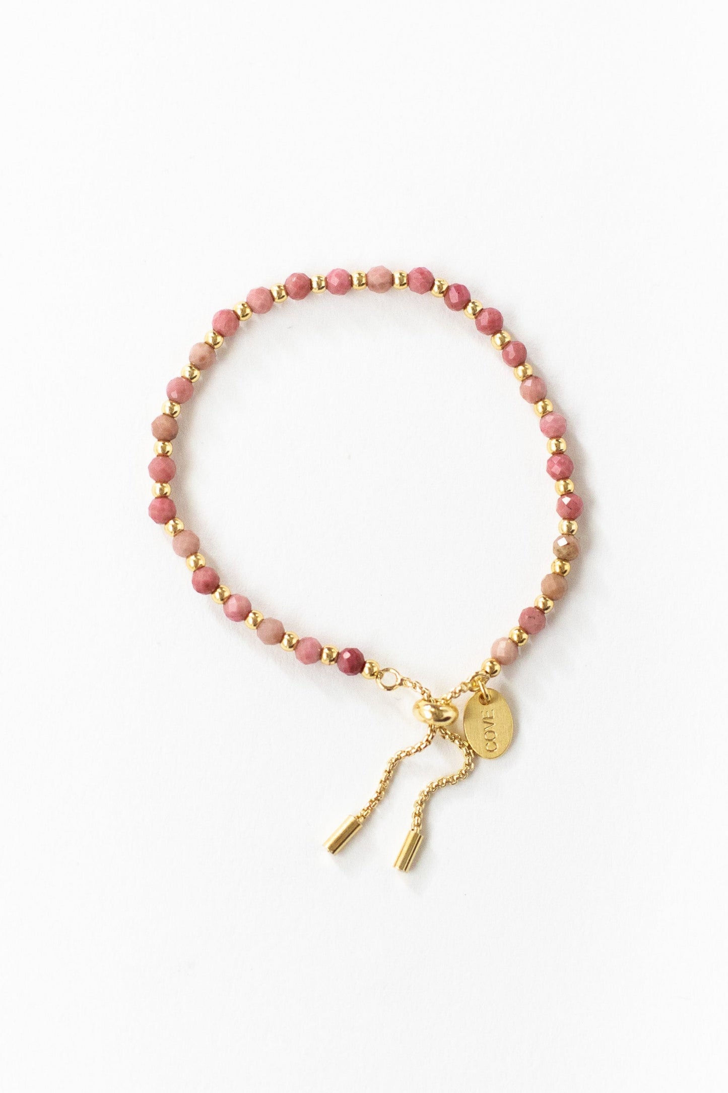 Baby bracelet in rose and gold with sliding locking bead closure