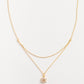 Cove Daisy Double Chain Necklace WOMEN'S NECKLACE Cove Accessories White 16" 
