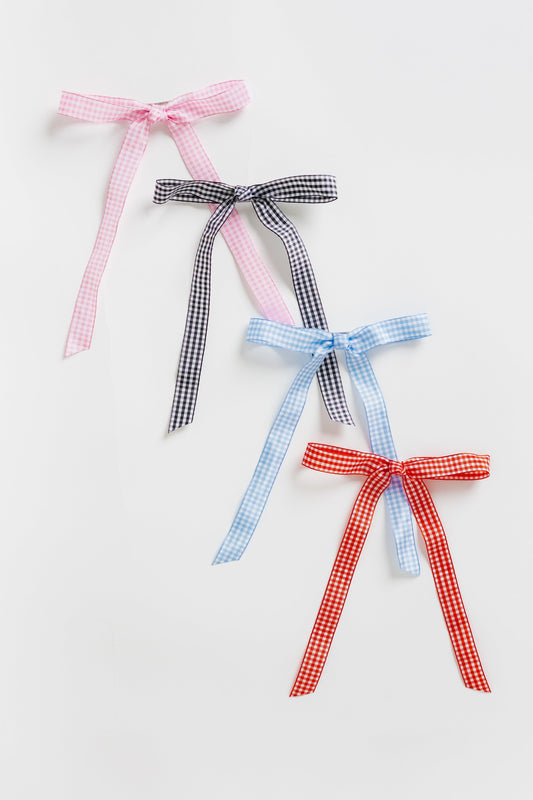 Cove Checkered Satin Hair Bow WOMEN'S HAIR ACCESSORY Cove Accessories
