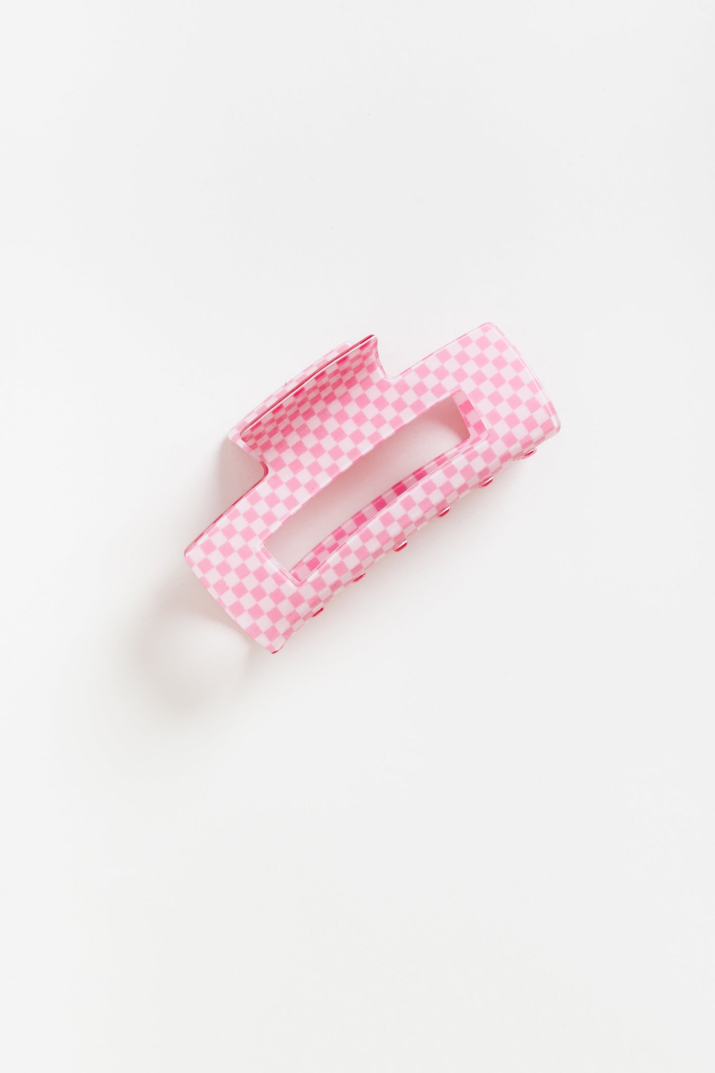 Cove Everly Checker Hair Claw WOMEN'S HAIR ACCESSORY Cove Accessories Pink 4 inch
