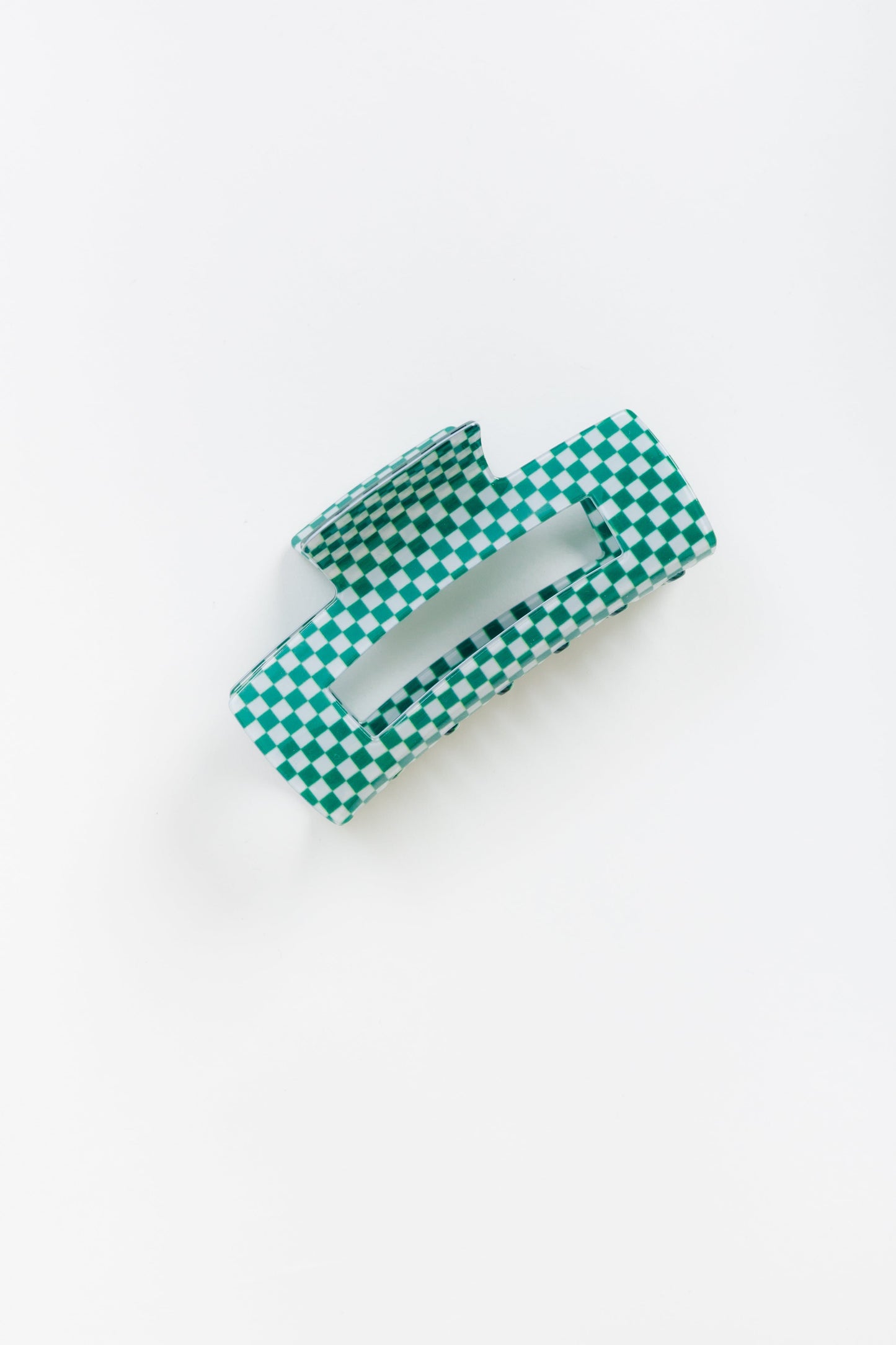 Cove Everly Checker Hair Claw WOMEN'S HAIR ACCESSORY Cove Accessories Green 4 inch