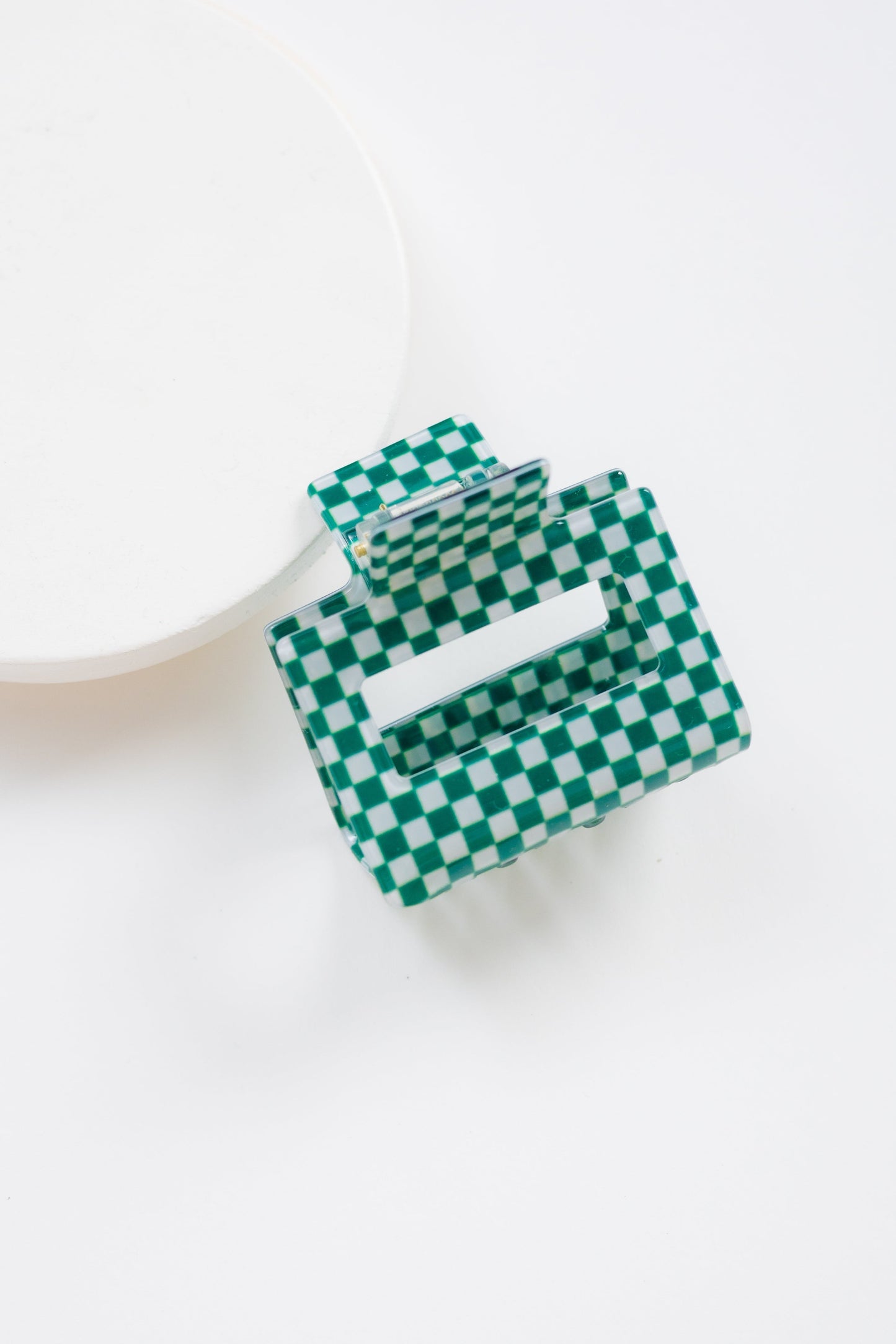 Cove Everly Checker Hair Claw WOMEN'S HAIR ACCESSORY Cove Accessories Green 2 inch