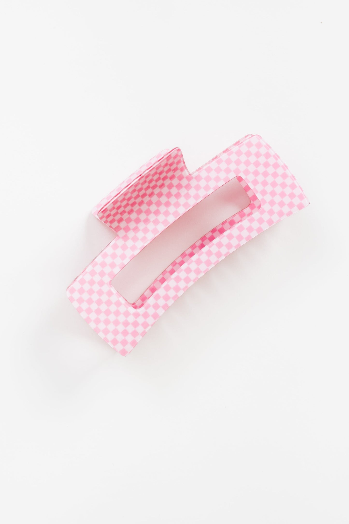 Cove Everly Checker Hair Claw WOMEN'S HAIR ACCESSORY Cove Accessories Pink 5 inch
