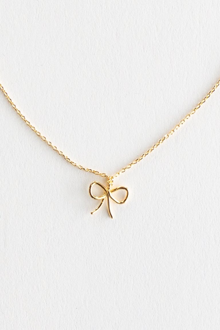 Cove Dainty Bow Necklace WOMEN'S NECKLACE Cove Accessories Gold 16" + 1" ext