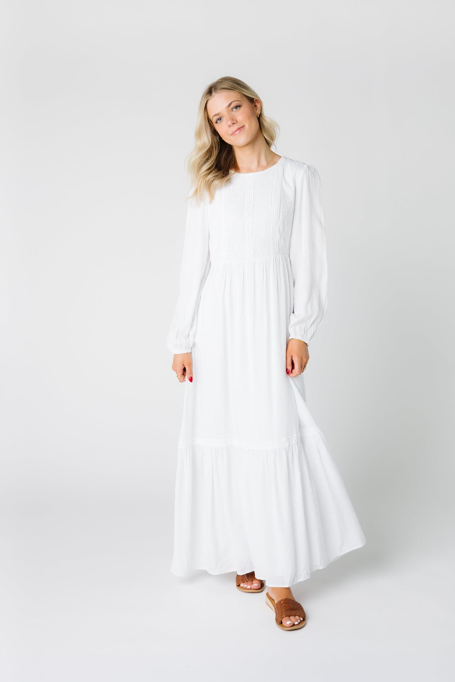 Lena Maxi Dress With Pockets WOMEN'S DRESS Tea N Rose White S 