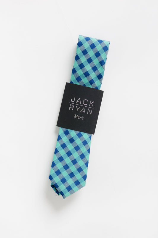 Jack Ryan Checked Out Tie MEN'S TIE JACK RYAN Blue/Teal 2.5" wide x 58" length 