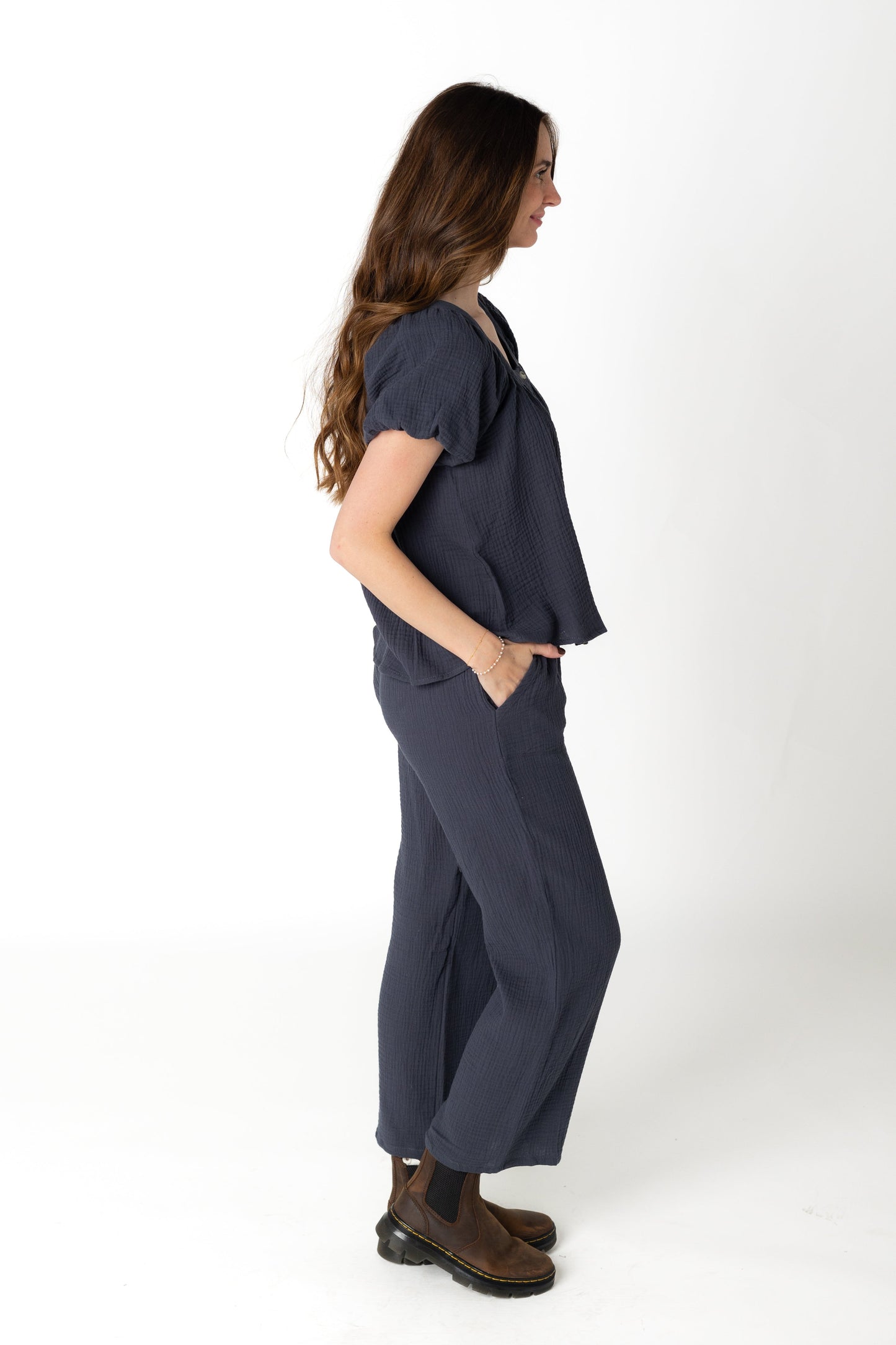 Brass & Roe Gauze Button-Down Top WOMEN'S TOP brass & roe