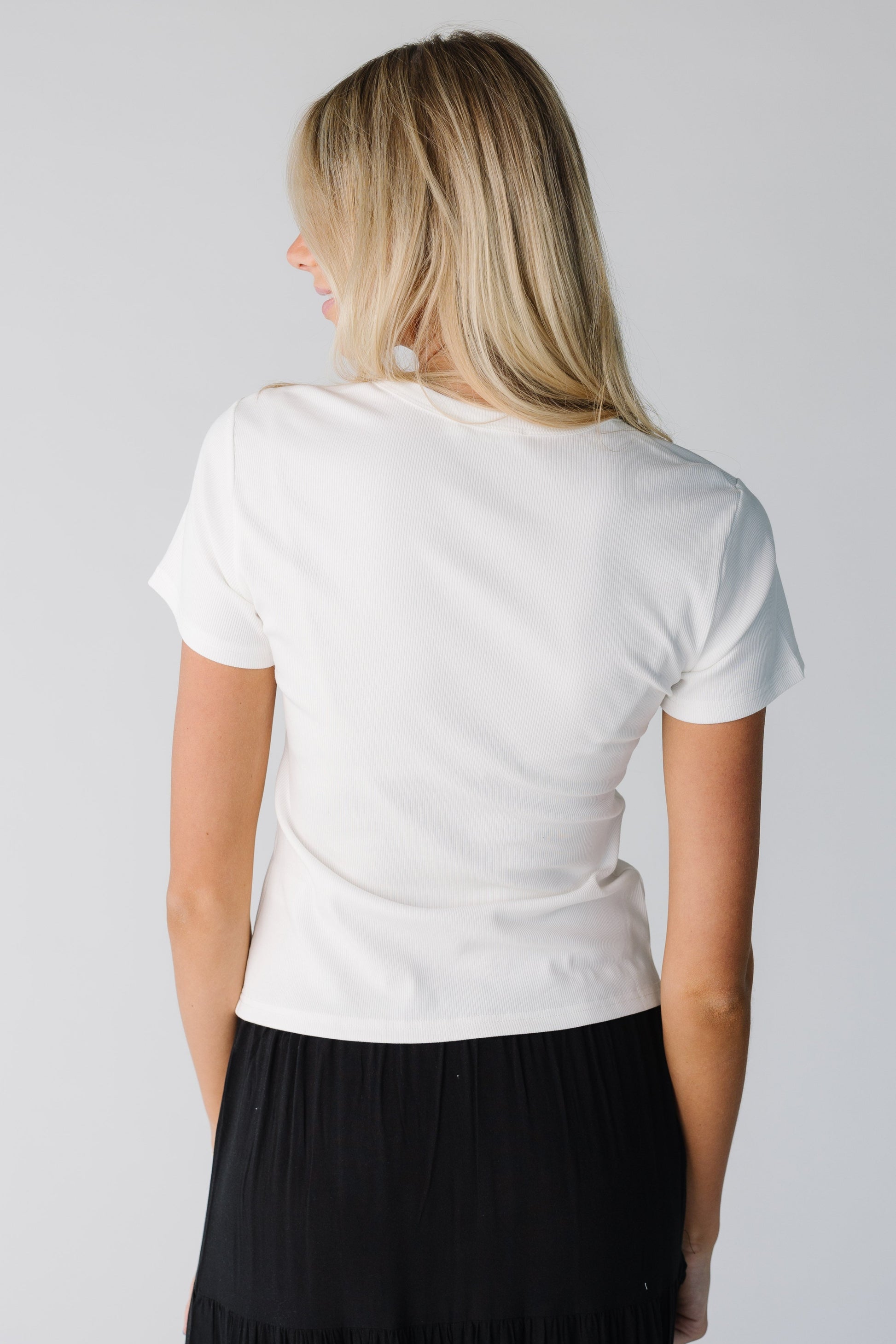 Back view of short sleeve tee