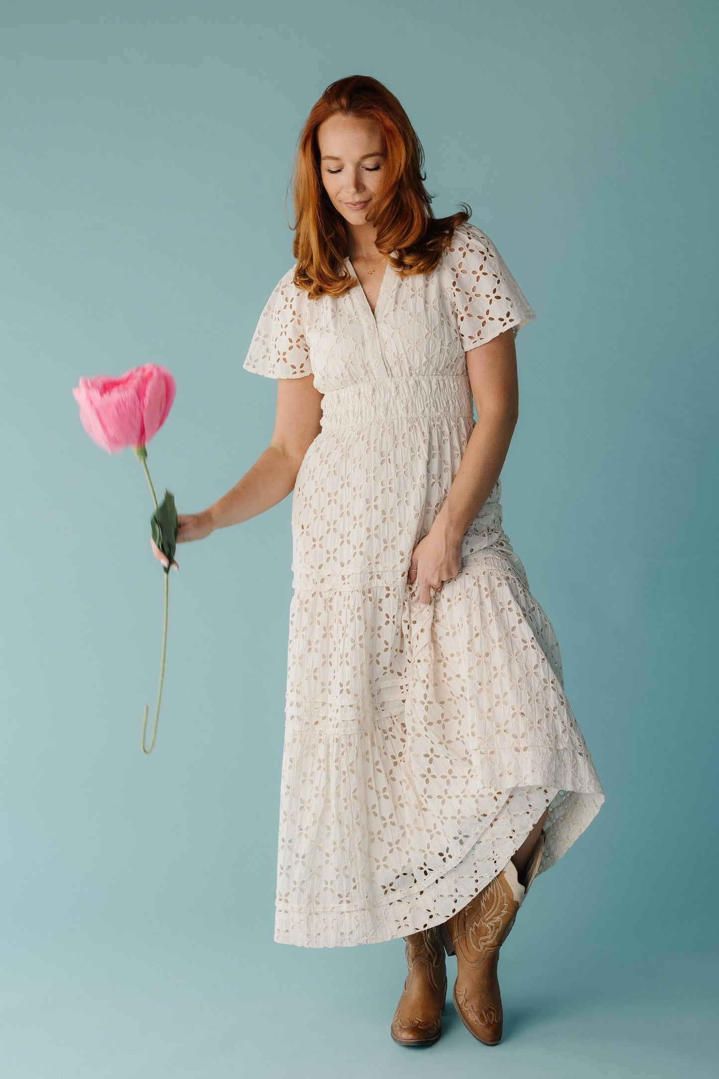 Citrus Eyelet Shae Dress - Eggshell WOMEN'S DRESS Citrus