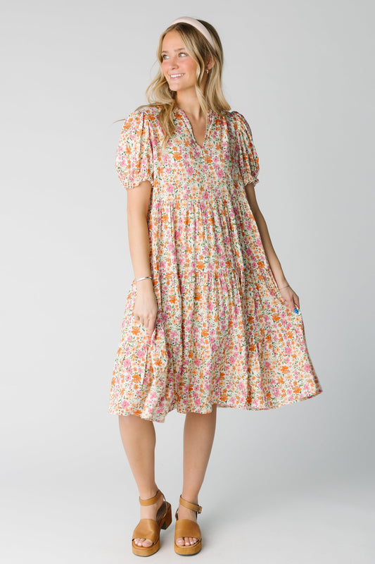 Brass & Roe Carol Print Dress for women in pink floral
