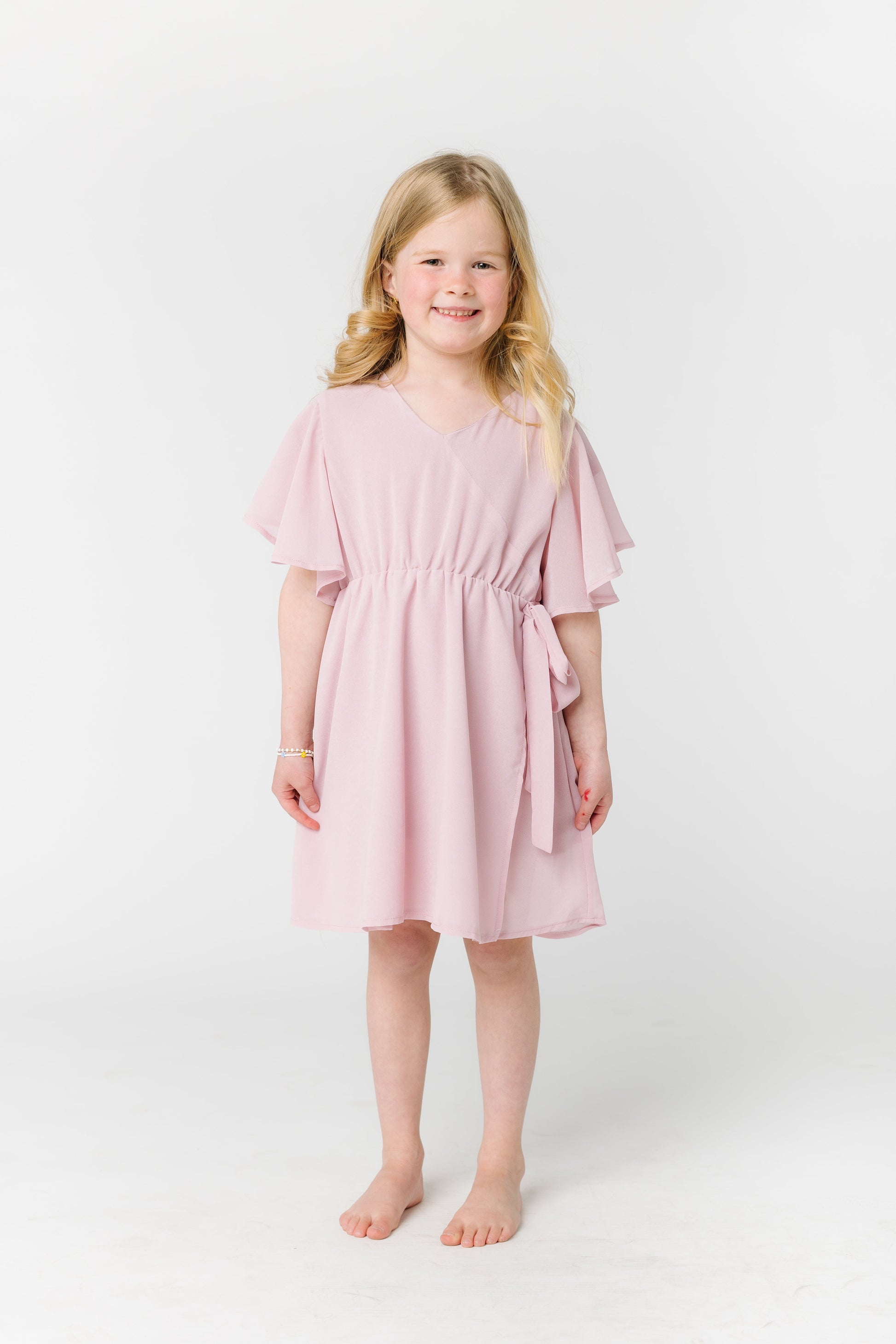 Little Naples Flutter Sleeve Girl's Dress - Lt Pink GIRL'S DRESS Brass & Roe 