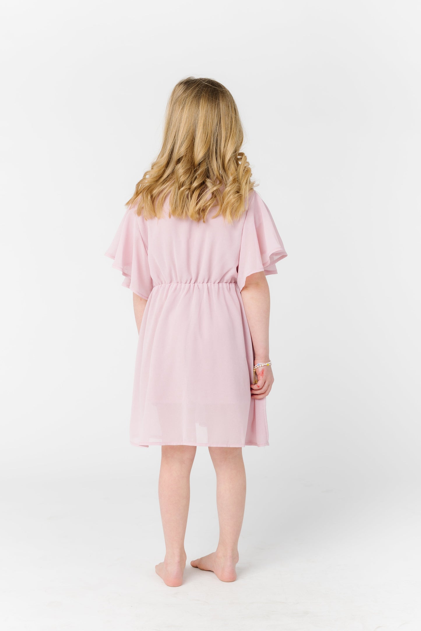 Little Naples Flutter Sleeve Girl's Dress - Lt Pink GIRL'S DRESS Brass & Roe
