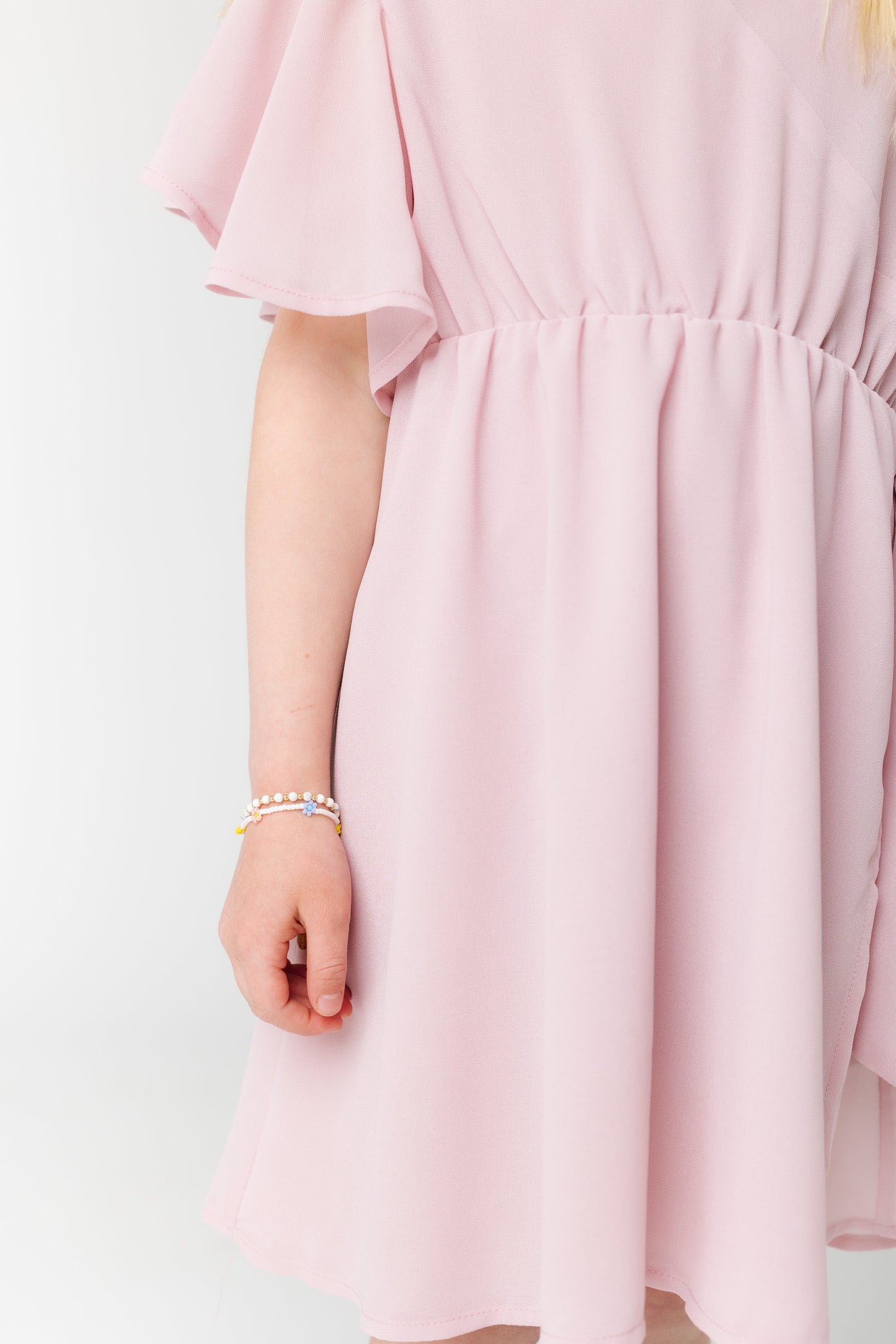 Little Naples Flutter Sleeve Girl's Dress - Lt Pink GIRL'S DRESS Brass & Roe