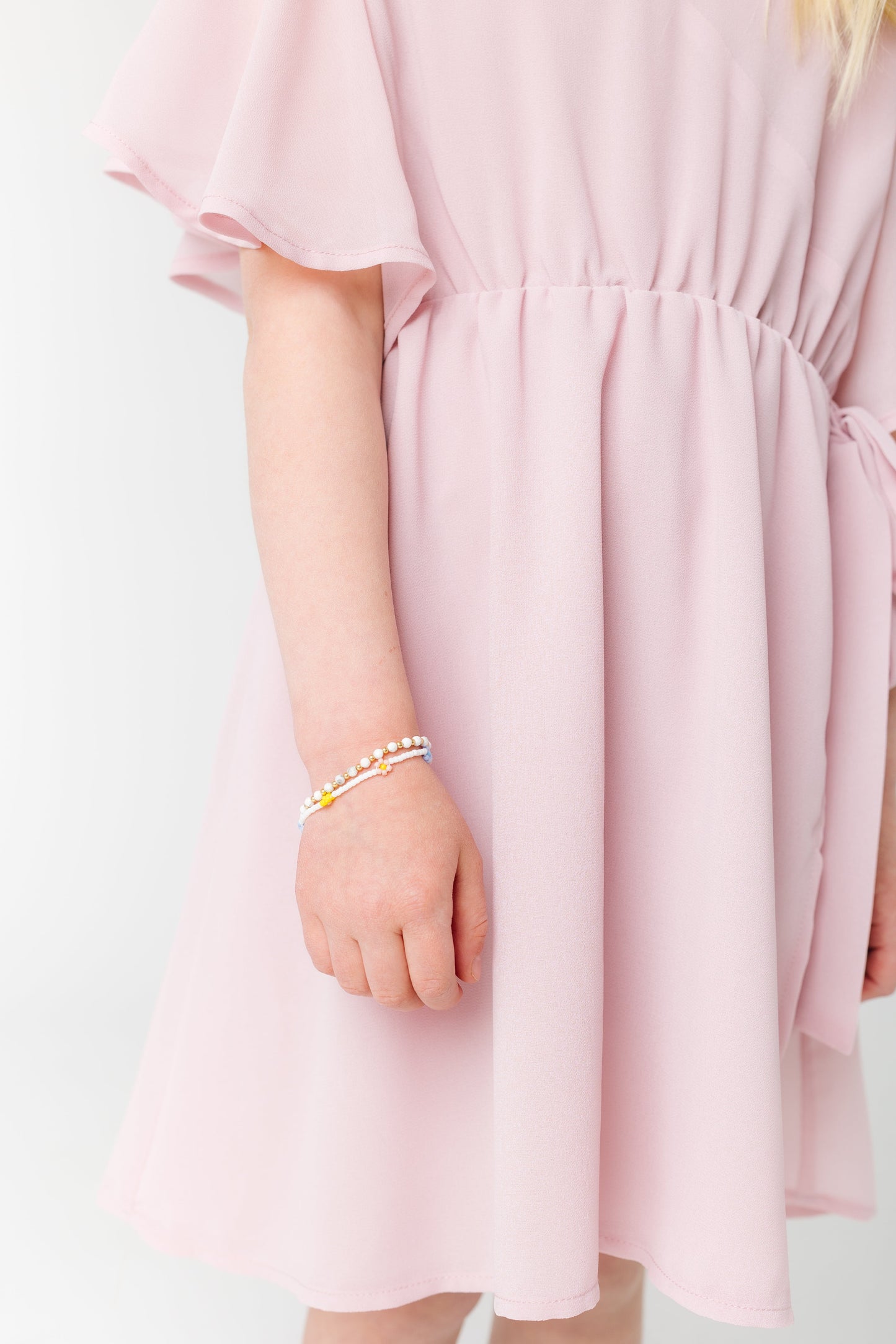 Little Naples Flutter Sleeve Girl's Dress - Lt Pink GIRL'S DRESS Brass & Roe