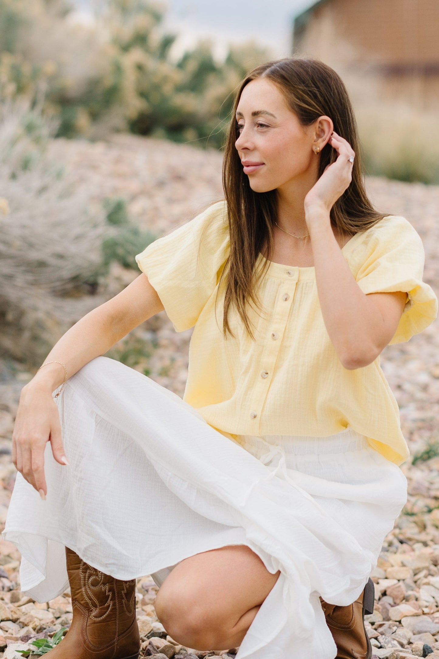 Brass & Roe Gauze Button-Down Top - Summer WOMEN'S TOP brass & roe