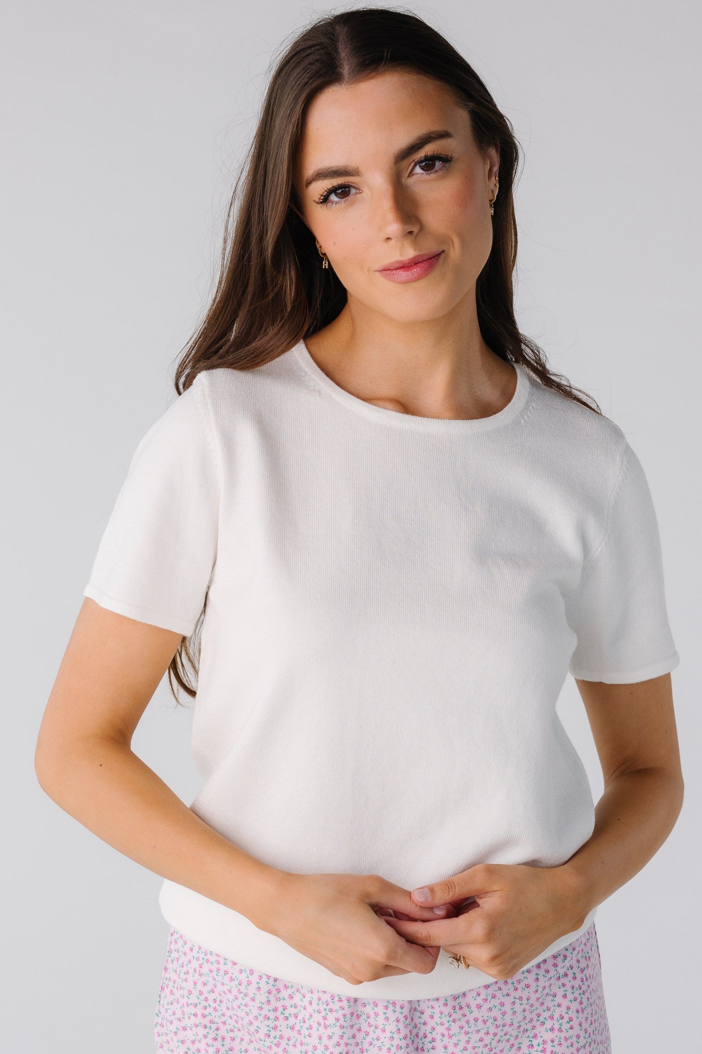 Short sleeve round neck sweater
