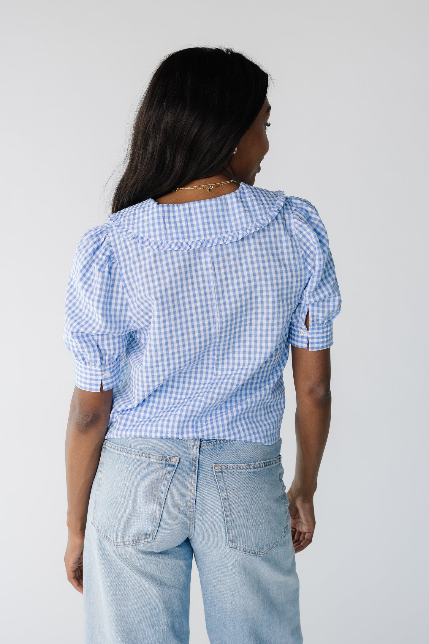 Brass & Roe Gingham Collared Top WOMEN'S TOP brass & roe