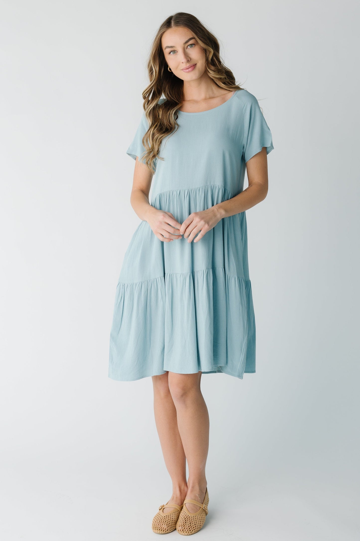 Brass & Roe The Cici Knee Dress WOMEN'S DRESS brass & roe Dusty Blue XS