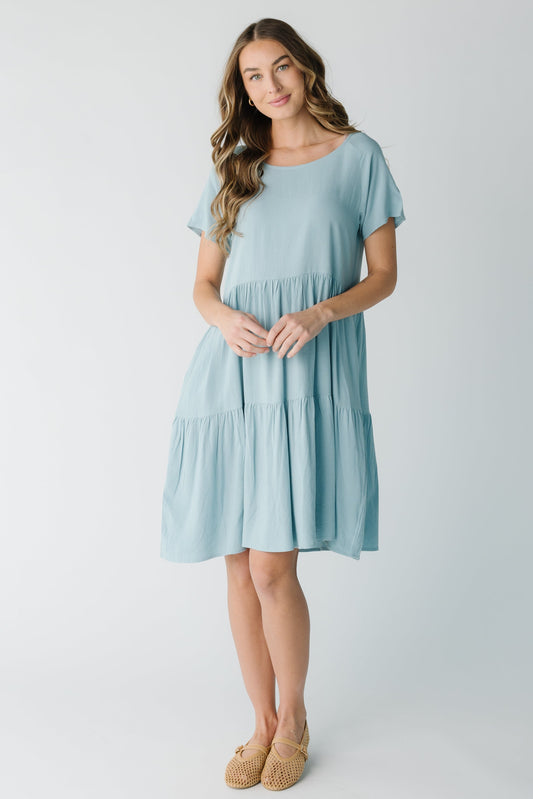 Brass & Roe The Cici Knee Dress WOMEN'S DRESS brass & roe Dusty Blue XS