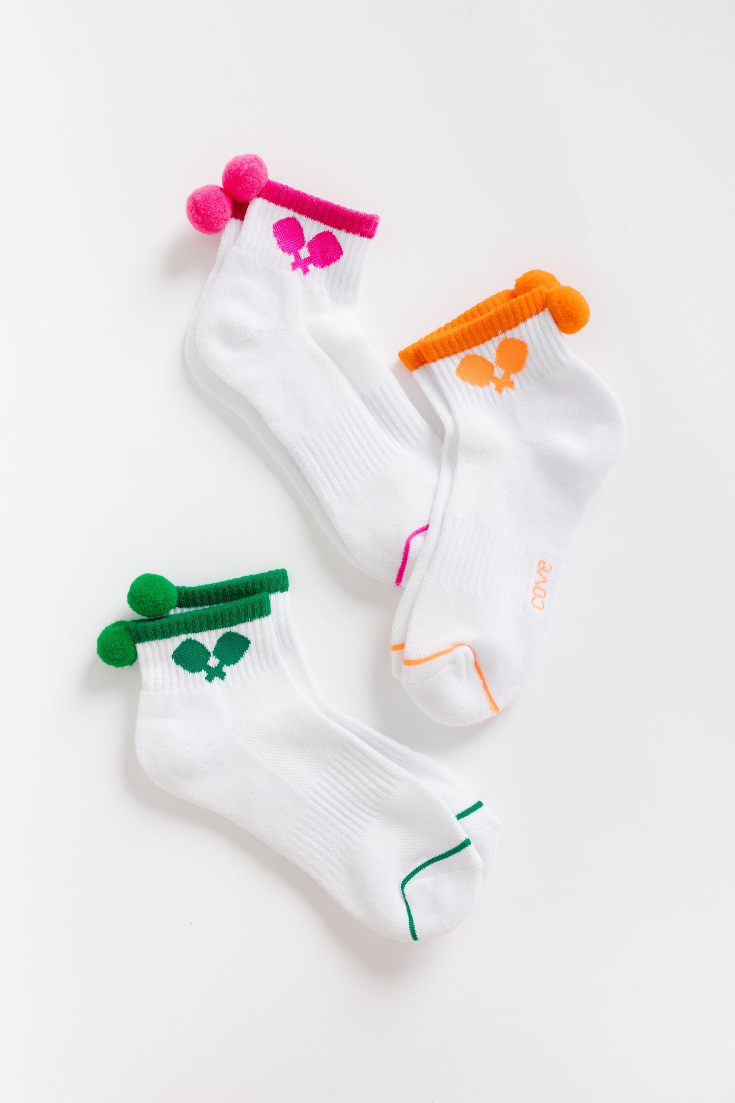 Cove Pickleball Quarter Socks (3 Pack) WOMEN'S SOCKS Cove Accessories Orange/Green/Pink OS