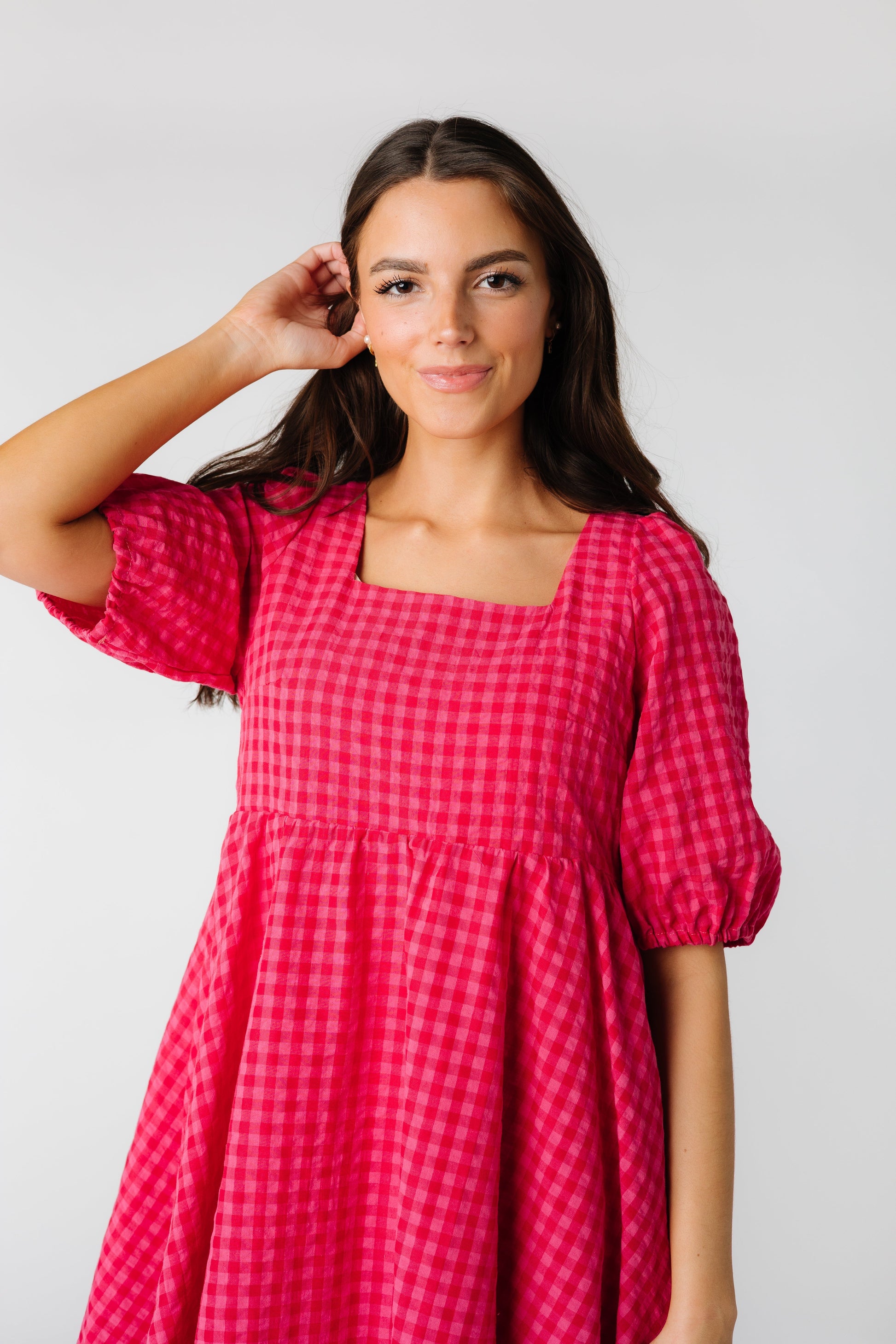 Brass & Roe Kate Gingham Knee Dress WOMEN'S DRESS brass & roe