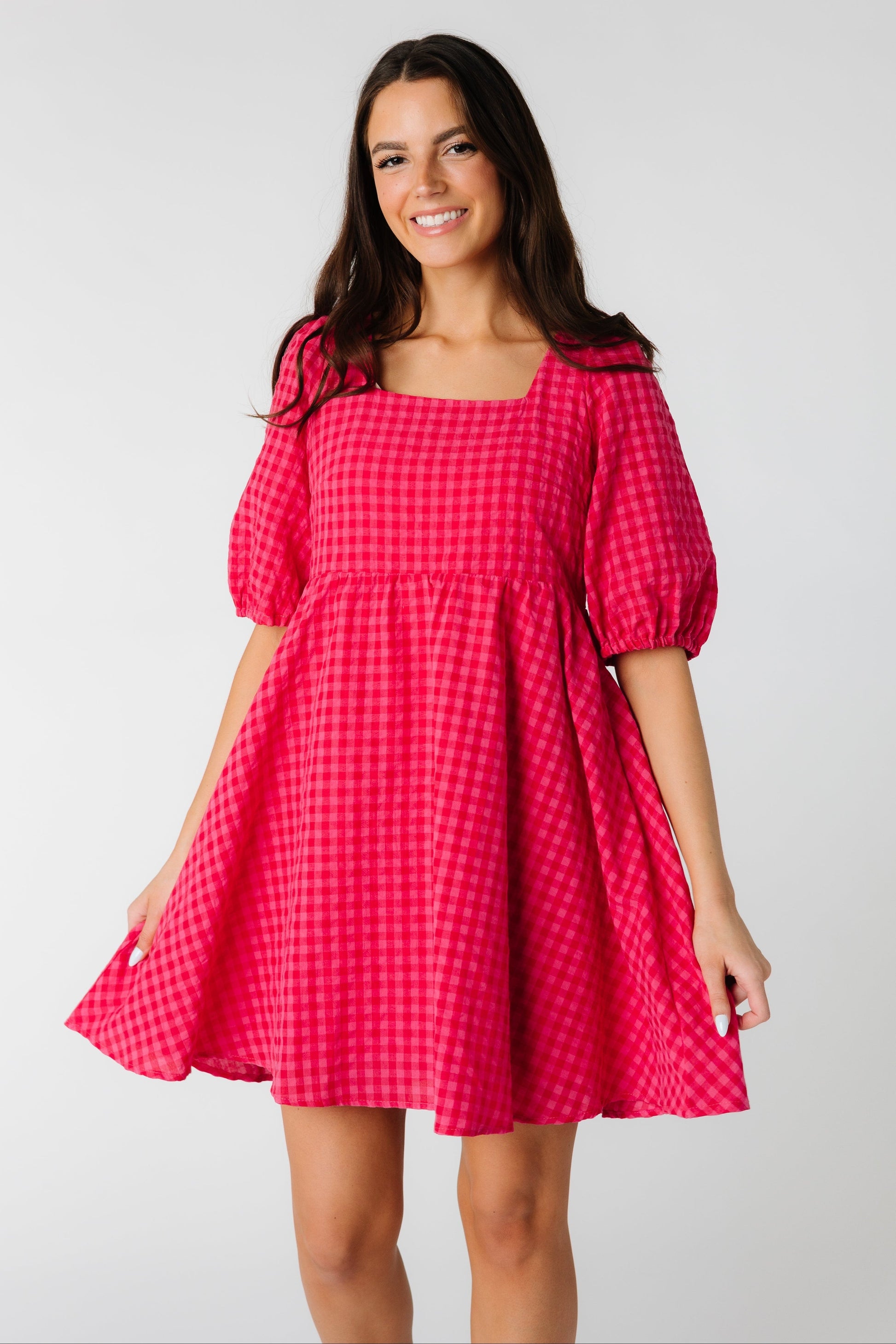 Brass & Roe Kate Gingham Knee Dress WOMEN'S DRESS brass & roe