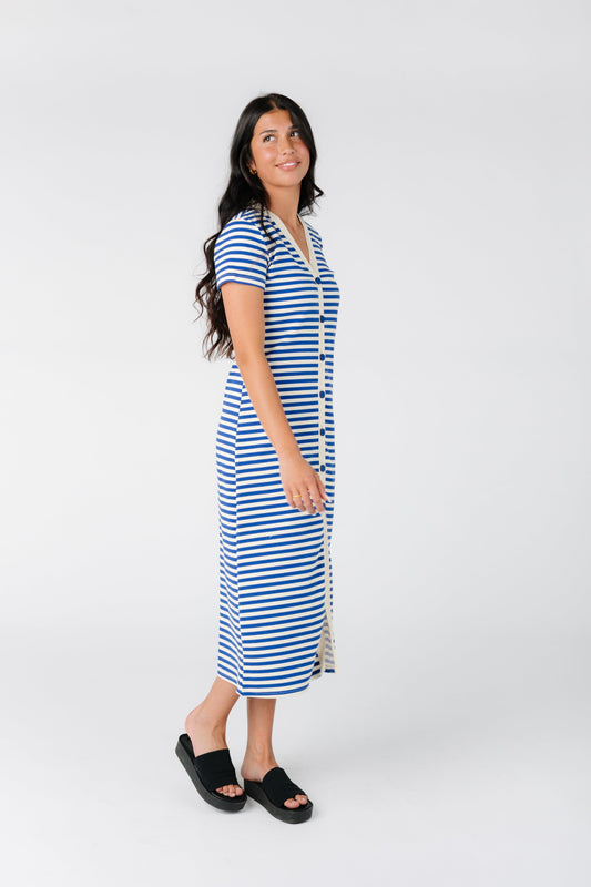 Modest textured knit dress Stripe Dress