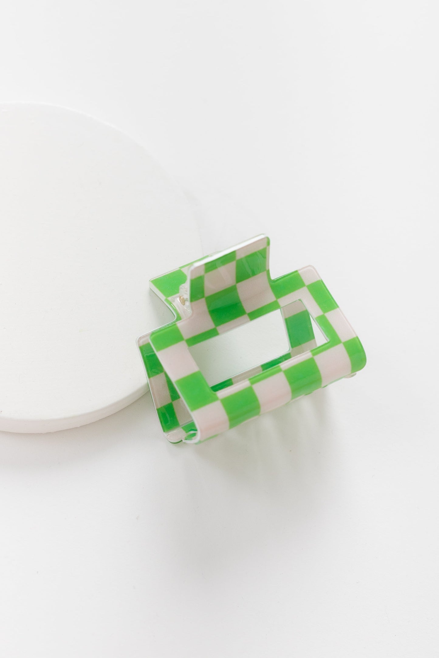 Cove Retro Checkered Hair Claw WOMEN'S HAIR ACCESSORY Cove Accessories Green/Cream 2 inch