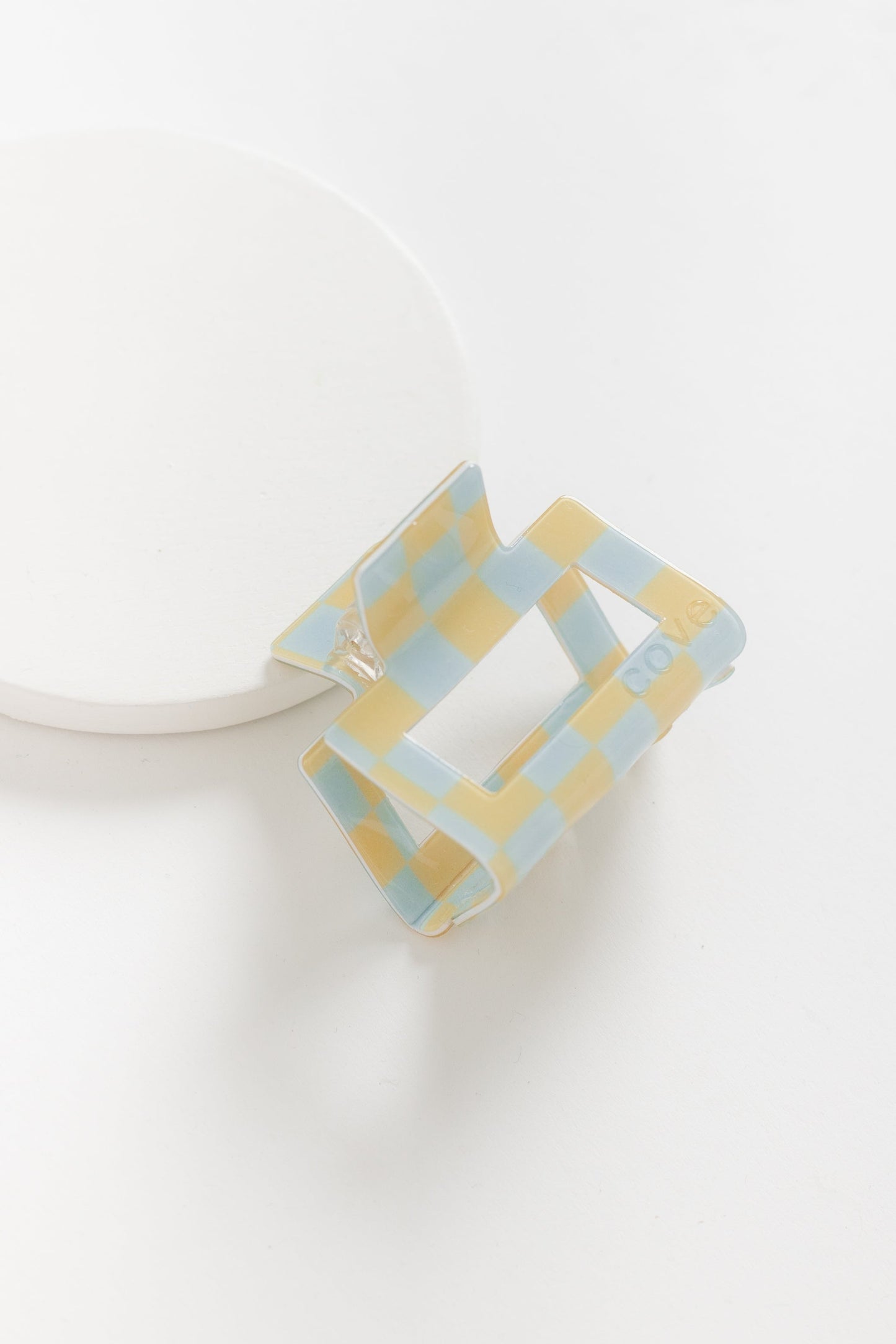 Cove Retro Checkered Hair Claw WOMEN'S HAIR ACCESSORY Cove Accessories Lt Yellow/Lt Blue 2 inch