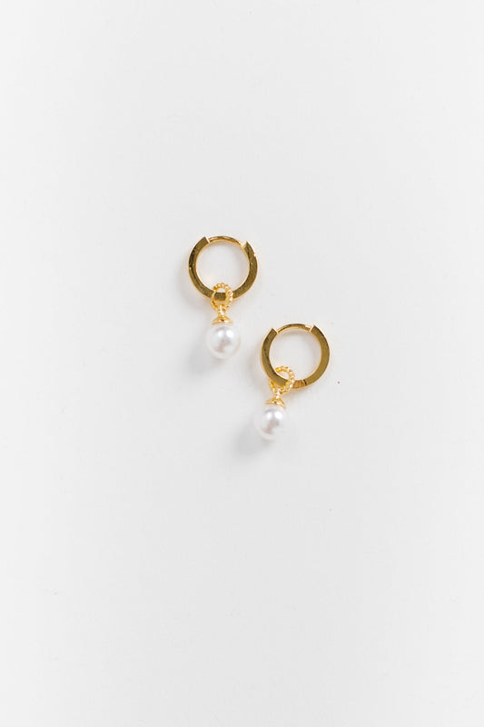 Cove Earrings Drop Pearl Huggies Gold WOMEN'S EARINGS Cove Accessories