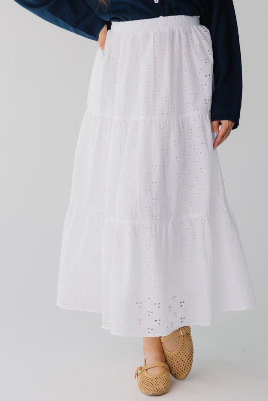 The Doily Eyelet Skirt for women in white