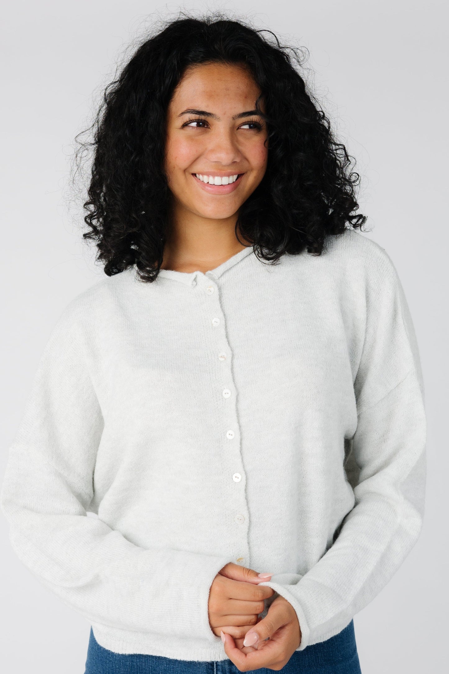 Aria Soft Cardigan for women in light grey