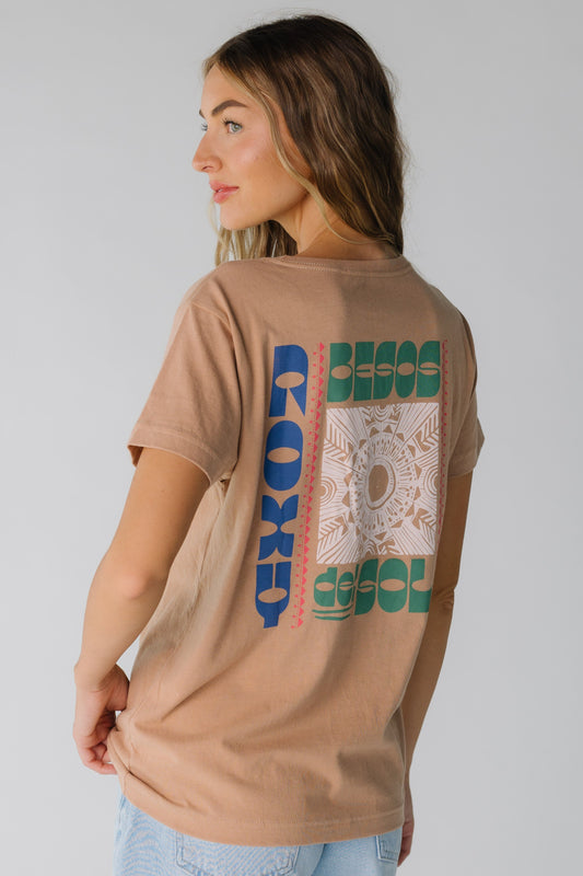 Roxy Besos graphic tee in tan