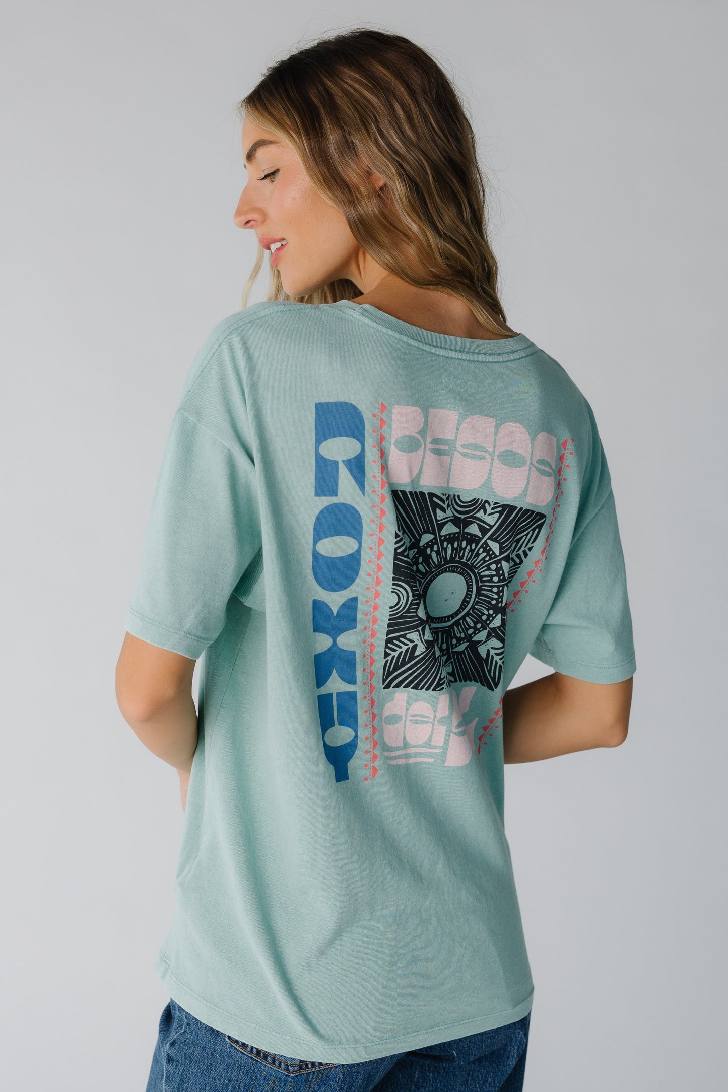 Back view of Roxy graphic tee RZ71396AB7GY