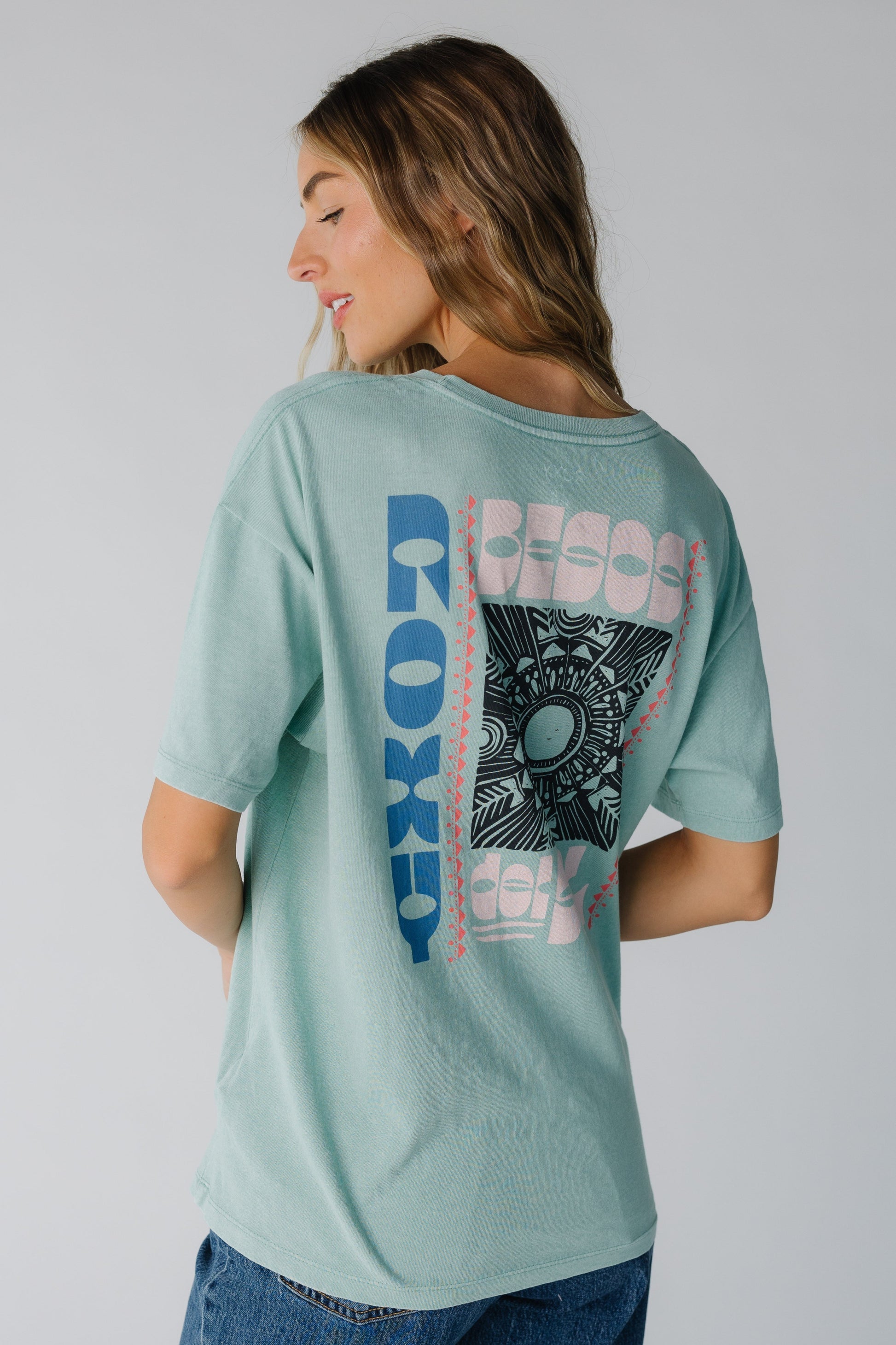 Back view of Roxy graphic tee RZ71396AB7GY