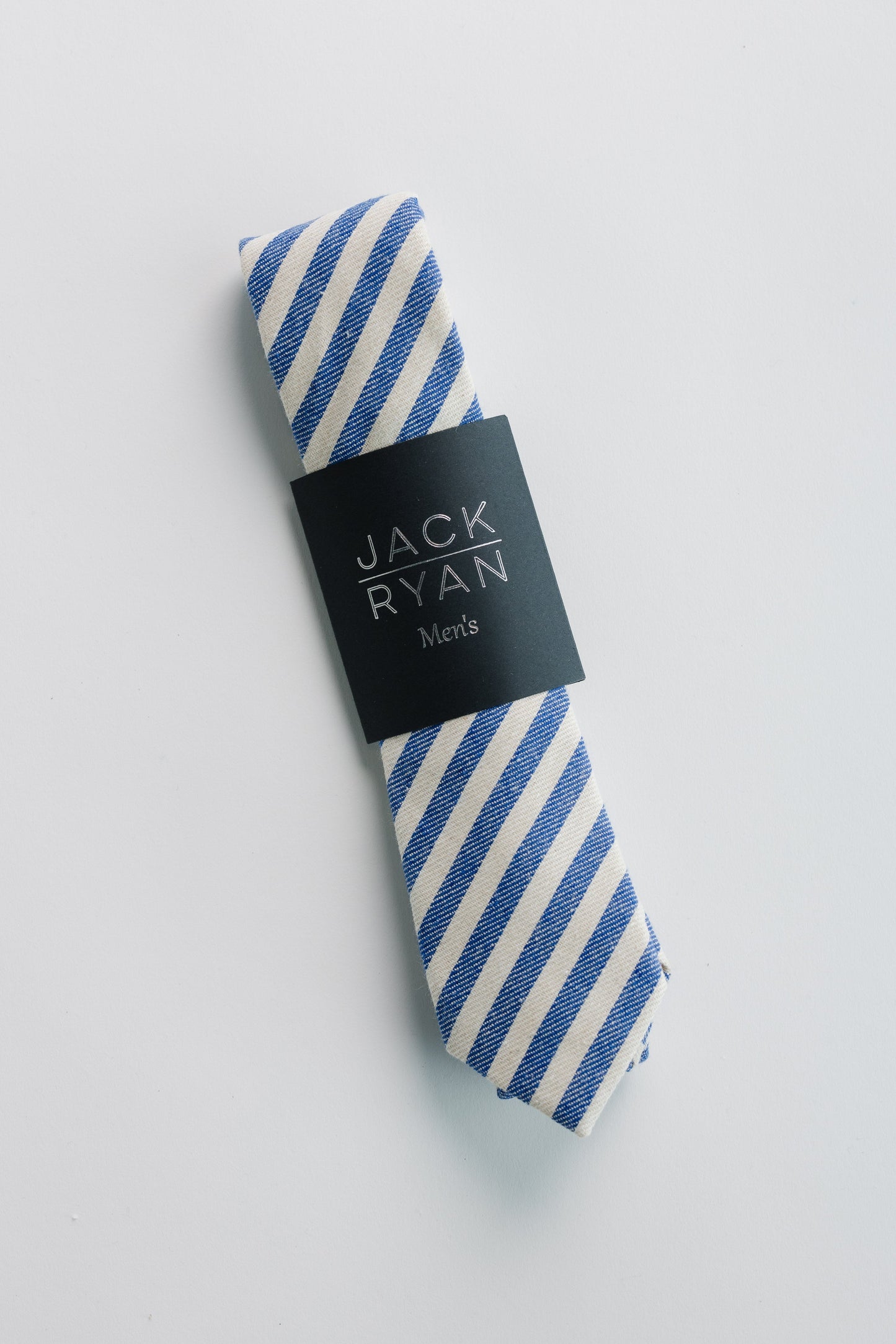 Jack Ryan Summer Ties MEN'S TIE JACK RYAN Blue/Ivory Stripe Men's - 58" x 2.5"
