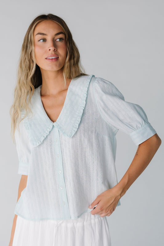 Brass & Roe Textured Collared Blouse WOMEN'S TOP brass & roe