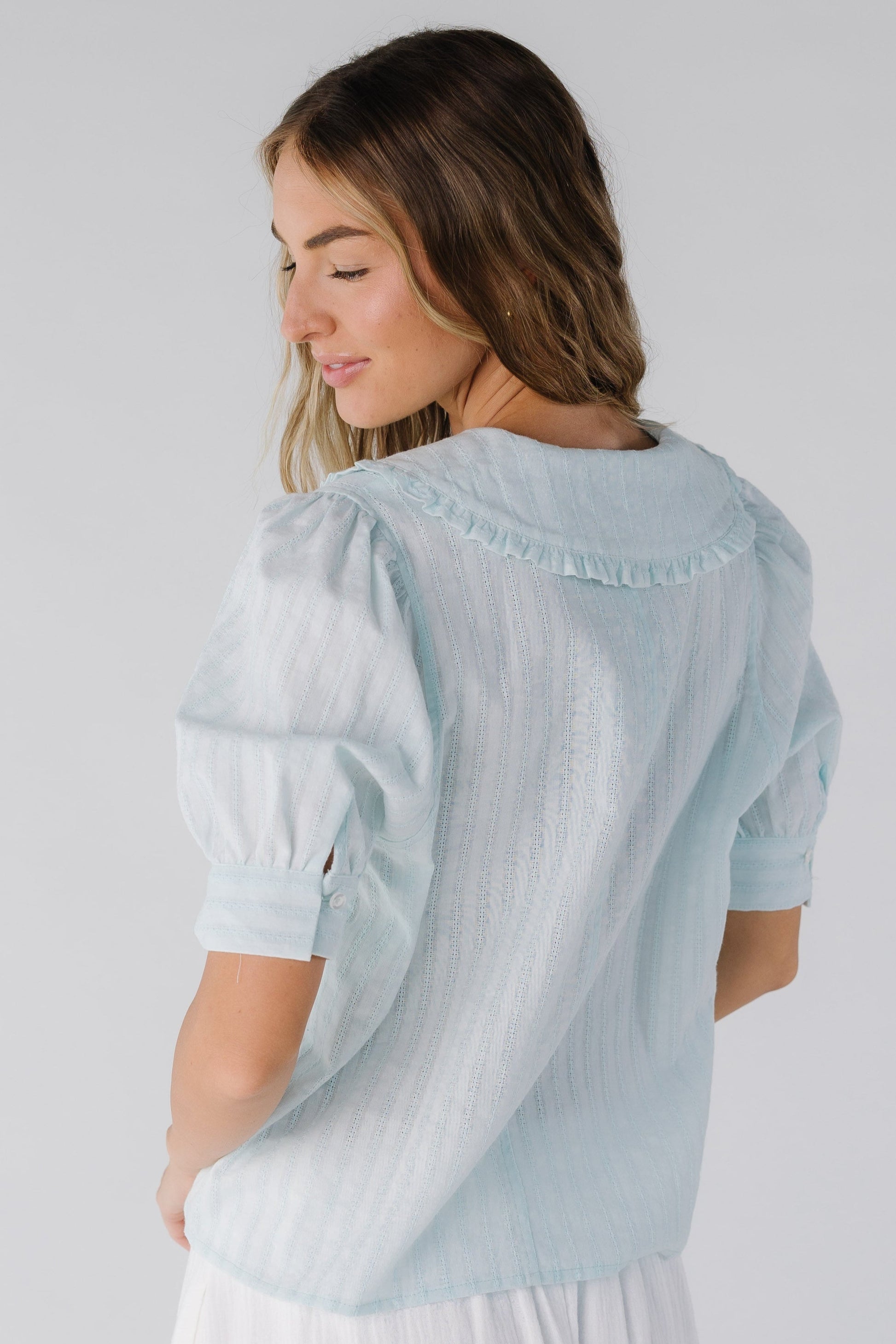 Brass & Roe Textured Collared Blouse WOMEN'S TOP brass & roe